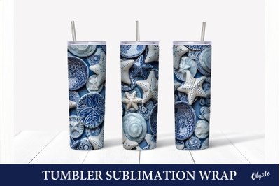 Seashell Tumbler Sublimation. Tumbler Wrap Design