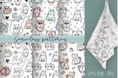 Seamless patterns with cats