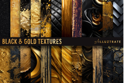 Black and Gold Digital Textures | Gold Foil Digital Paper