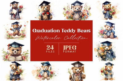 Graduation Teddy Bear Watercolor Collection