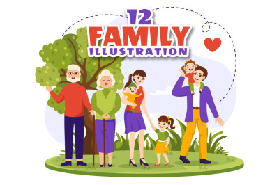 12 Family Values Vector Illustration