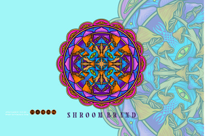 Psychedelic mandala geometry trippy mushroom illustrations