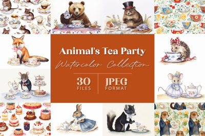 Animals Tea Party Watercolor Collection
