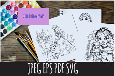 princess colouring pages 10 designs