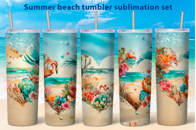 Summer tumbler sublimation bundle Beach skinny tumbler wrap