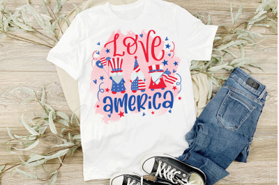 4th Of July Sublimation Design Gnomes Love America