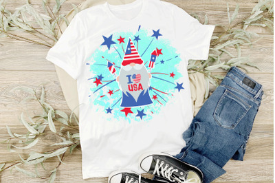 4th Of July Sublimation Design I Love USA Gnome