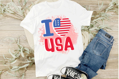 4th Of July Sublimation Design I Love USA