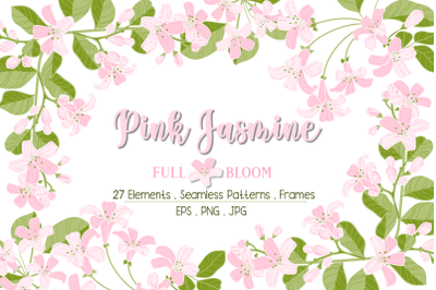 Vector Vintage Jasmine Clipart, Pink, Flower Clip Art, Vintage, Flower