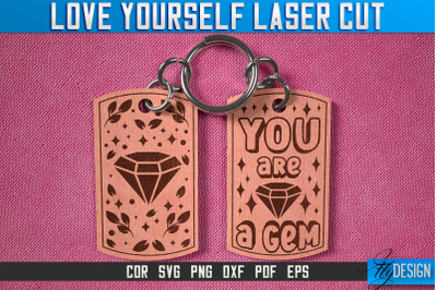 Love Yourself Keychain Laser Cut SVG | Keychain Laser Cut SVG Design |