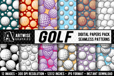 Golf Digital Paper Graphics Sports Balls Seamless Pattern