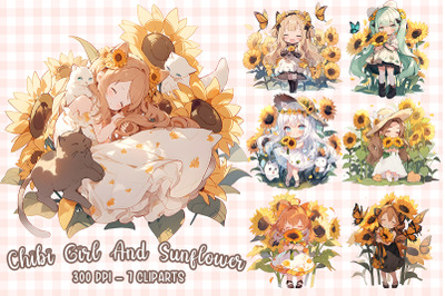 Chibi Girl And Sunflower Sublimation