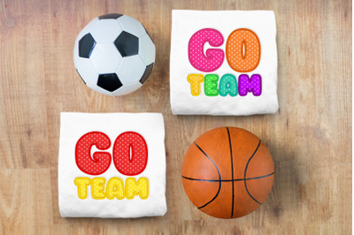 Go Team Bubble Letters | Applique Embroidery
