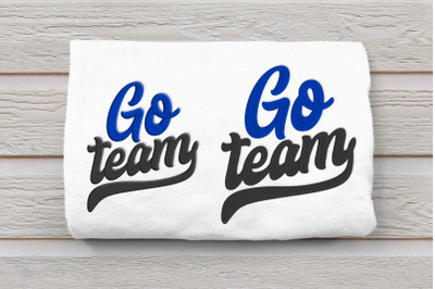 Go Team Script Letters | Embroidery