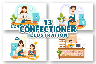 13 Confectioner Vector Illustration