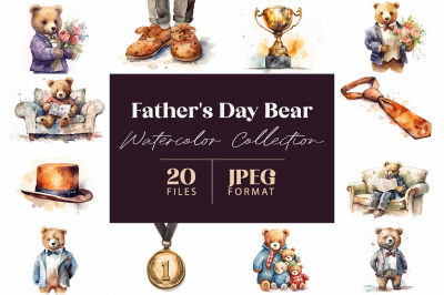 Fathers Day Bear Watercolor Collection