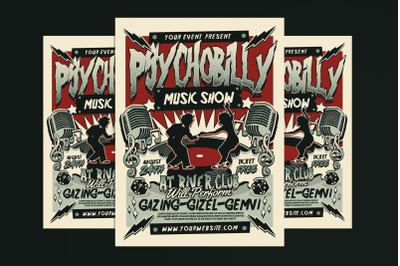Retro Psychobilly Rockabilly Music Flyer