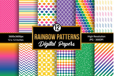 Rainbow Colors Background Digital Papers