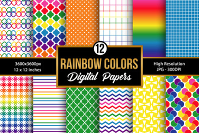 Bright Rainbow Background Digital Paper Patterns
