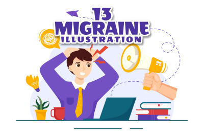 13 Migraine Vector Illustration