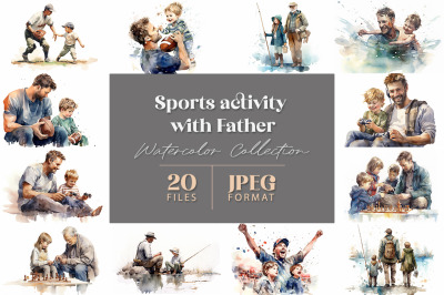 Sports Activity with Father Watercolor Collection