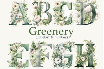 Greenery Alphabet | Lettering Clipart Bundle