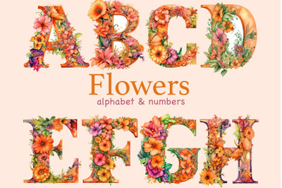 Alphabet Flowers Clipart | Floral Alphabet Lettering