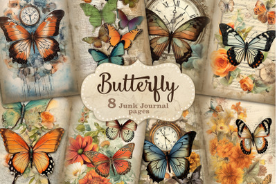 Butterfly Junk Journal Pages | Digital Collage Sheet