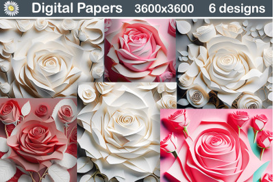 &nbsp;Roses Digital Paper | 3D Roses Background
