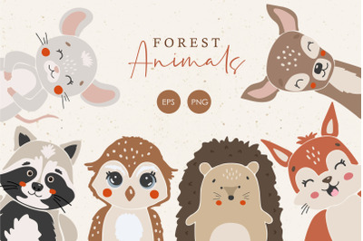 Baby forest animals clipart, Boho forest animals
