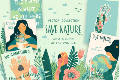 Save Nature. Vector collection