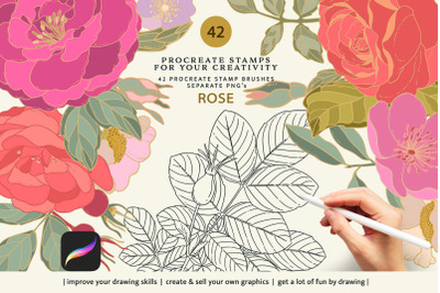 Rose Stamp Brushes for Procreate