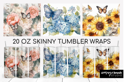 Butterfly Tumbler Sublimation Designs, Skinny Tumbler Wrap
