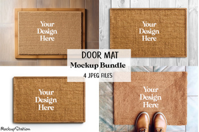 Door Mat Mockup Bundle, Doormat Mock Up Set Flat Lay Download