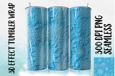 3D Blue Flower Tumbler Wrap