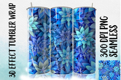 3D Blue Star Flower Tumbler Wrap