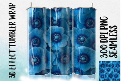 3D Blue Poppy Tumbler Sublimation