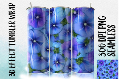 3D Blue Morning Glory Tumbler Wrap