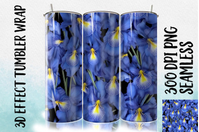 3D Blue Japanese Iris Tumbler Wrap