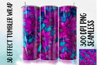 3D Blue Fuchsia Tumbler Wrap