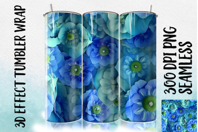 3D Blue Delphinium Tumbler Wrap