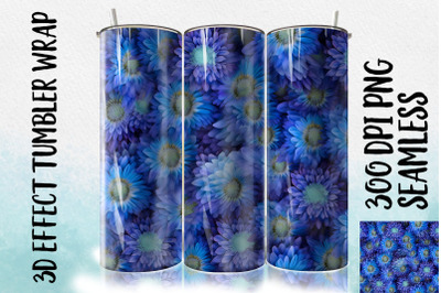 3D Blue Aster Tumbler Wrap