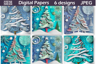 3D Christmas Tree Digital Paper | Christmas Tree Background
