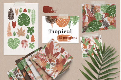 Tropical leaves vector patterns