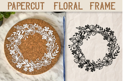 Papercut SVG Floral Wreath