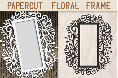 Vintage Tall Floral Frame SVG file