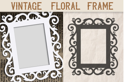 Vintage Floral Frame laser cut file