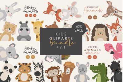 Baby Animals cliparts, Animals elements, Baby illustration bundle