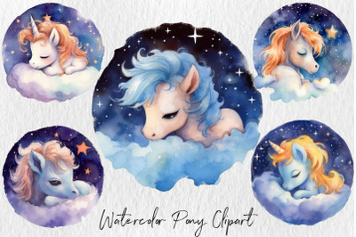 Watercolor pony clipart
