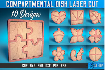 Compartmental Dish Laser Cut SVG | Dish Laser Cut SVG Design | CNC Fil